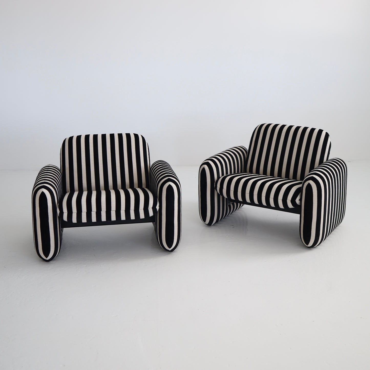 Herman Miller Chiclet Chairs in Velvet Stripes, a pair