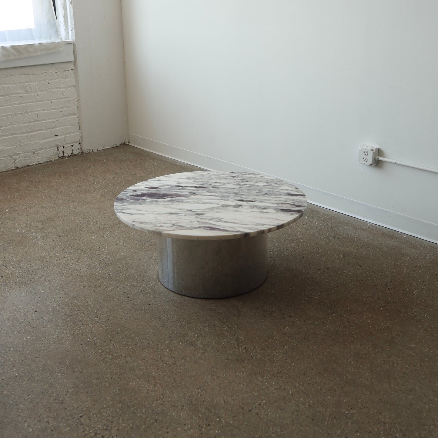 1970s Chrome & Marble Coffee Table