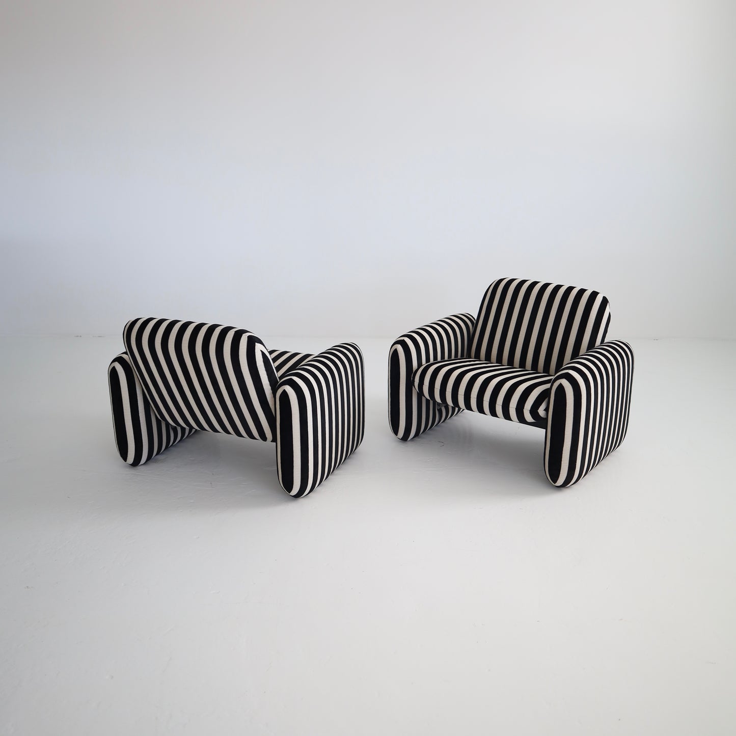 Herman Miller Chiclet Chairs in Velvet Stripes, a pair