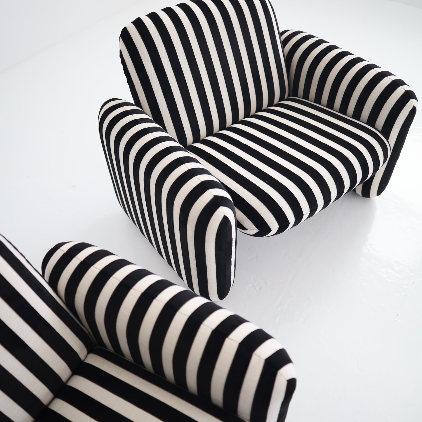 Herman Miller Chiclet Chairs in Velvet Stripes, a pair