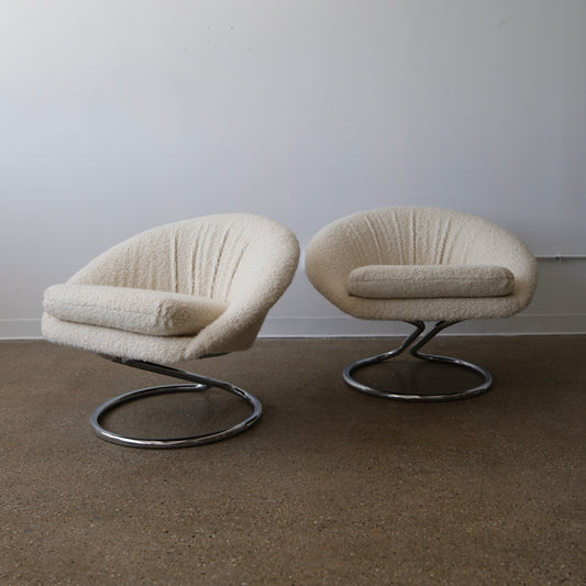 Chrome Chairs by Renato Zevi, a pair