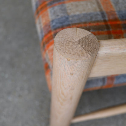 1980s White Oak Chairs in Pierre Frey Virgin Wool Plaid, a pair