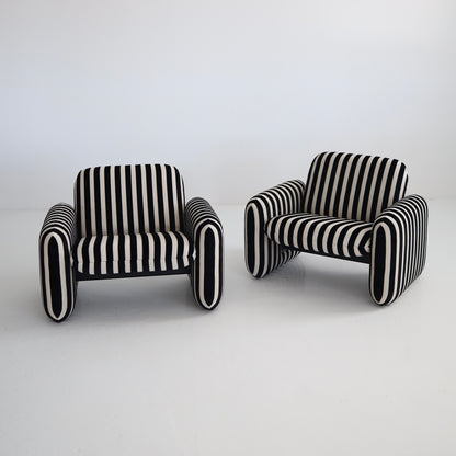 Herman Miller Chiclet Chairs in Velvet Stripes, a pair
