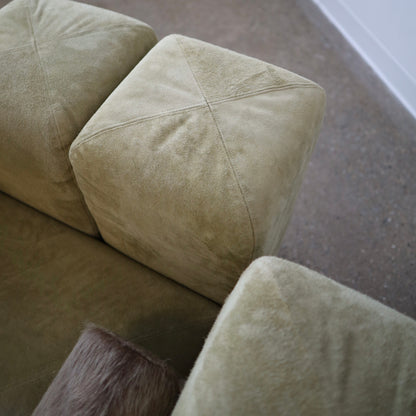 Giancarlo Piretti “Sistema 61” Lounge Chairs & Ottoman in Holly Hunt Suede