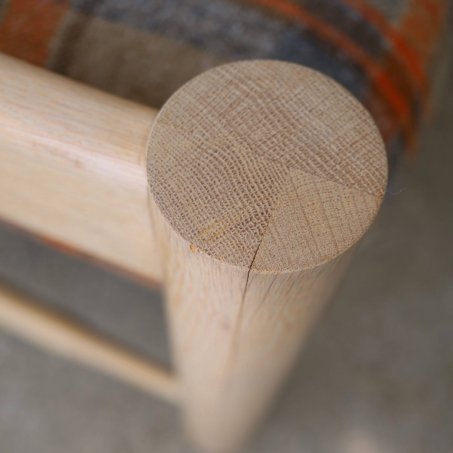 1980s White Oak Chairs in Pierre Frey Virgin Wool Plaid, a pair