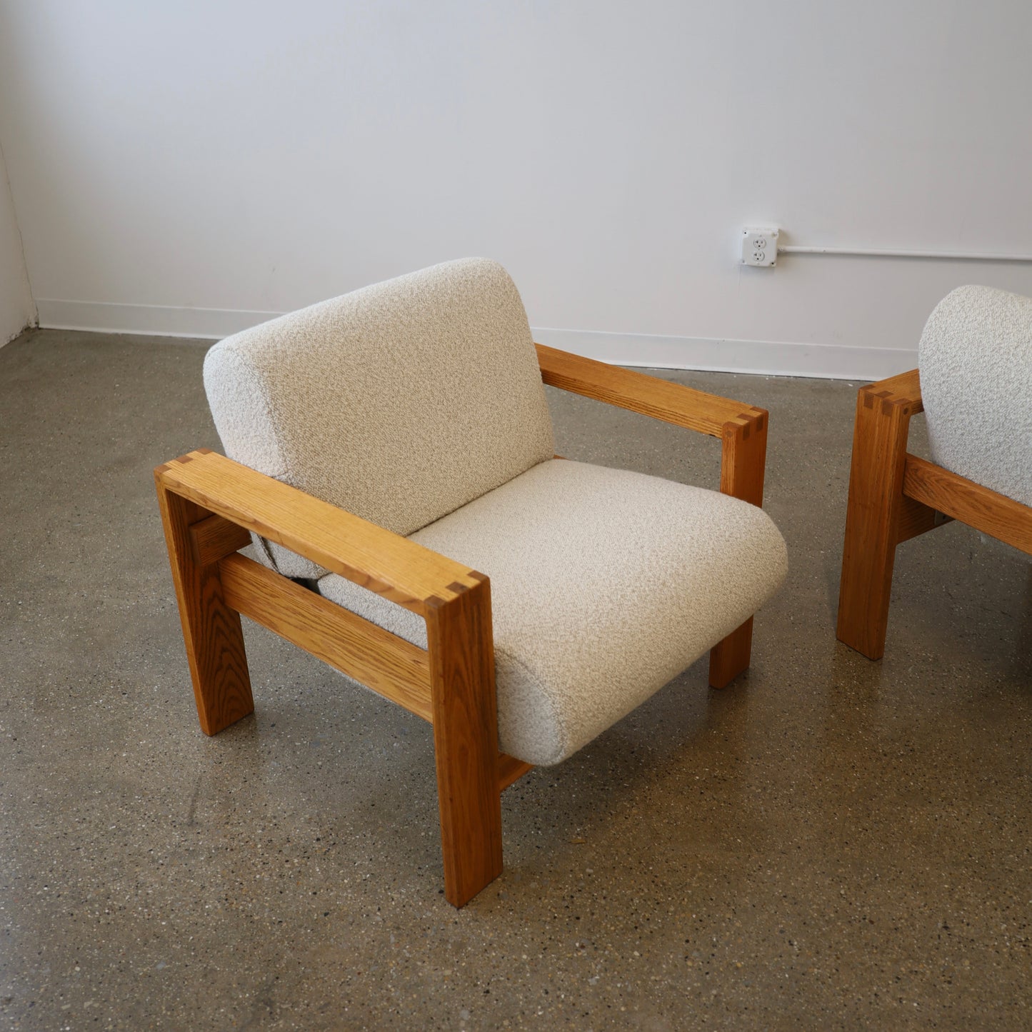 1970s Oak Lounge Chairs, a pair