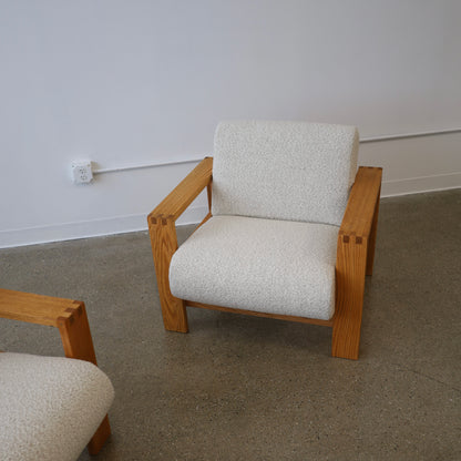 1970s Oak Lounge Chairs, a pair