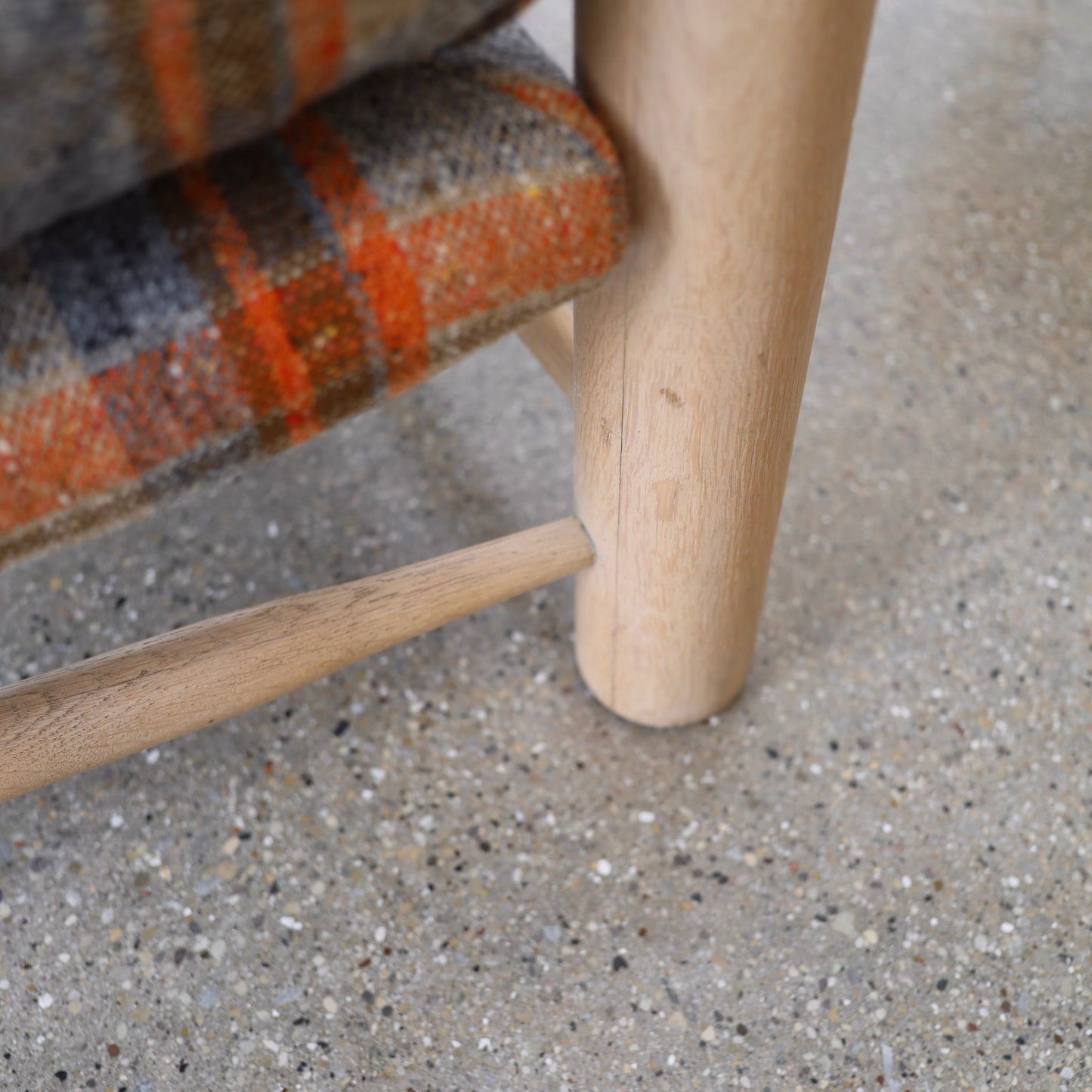 1980s White Oak Chairs in Pierre Frey Virgin Wool Plaid, a pair