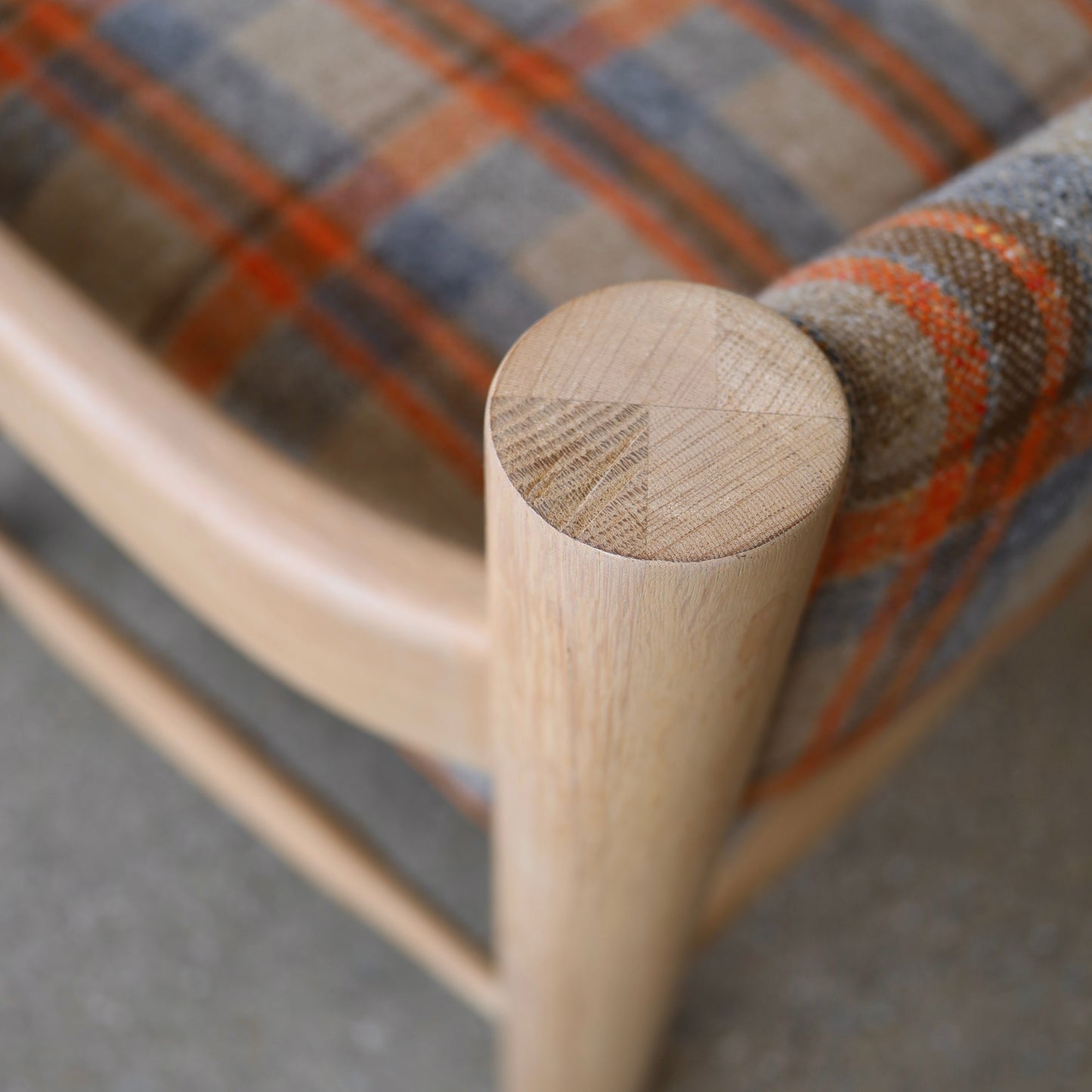 1980s White Oak Chairs in Pierre Frey Virgin Wool Plaid, a pair