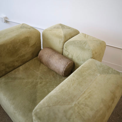 Giancarlo Piretti “Sistema 61” Lounge Chairs & Ottoman in Holly Hunt Suede