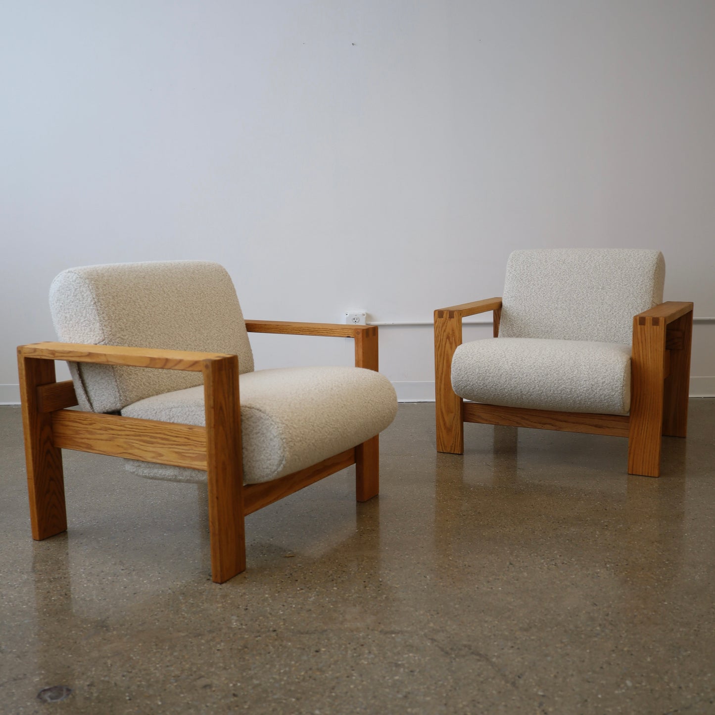 1970s Oak Lounge Chairs, a pair