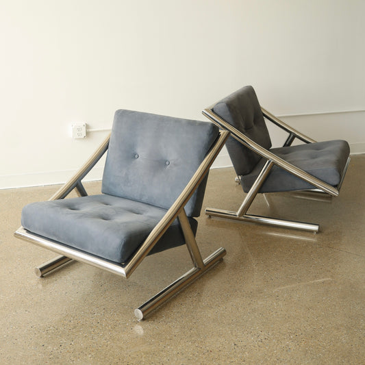 Plato Ginello Lounge Chairs, a pair