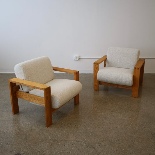 1970s Oak Lounge Chairs, a pair