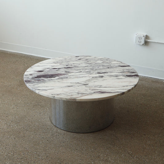1970s Chrome & Marble Coffee Table