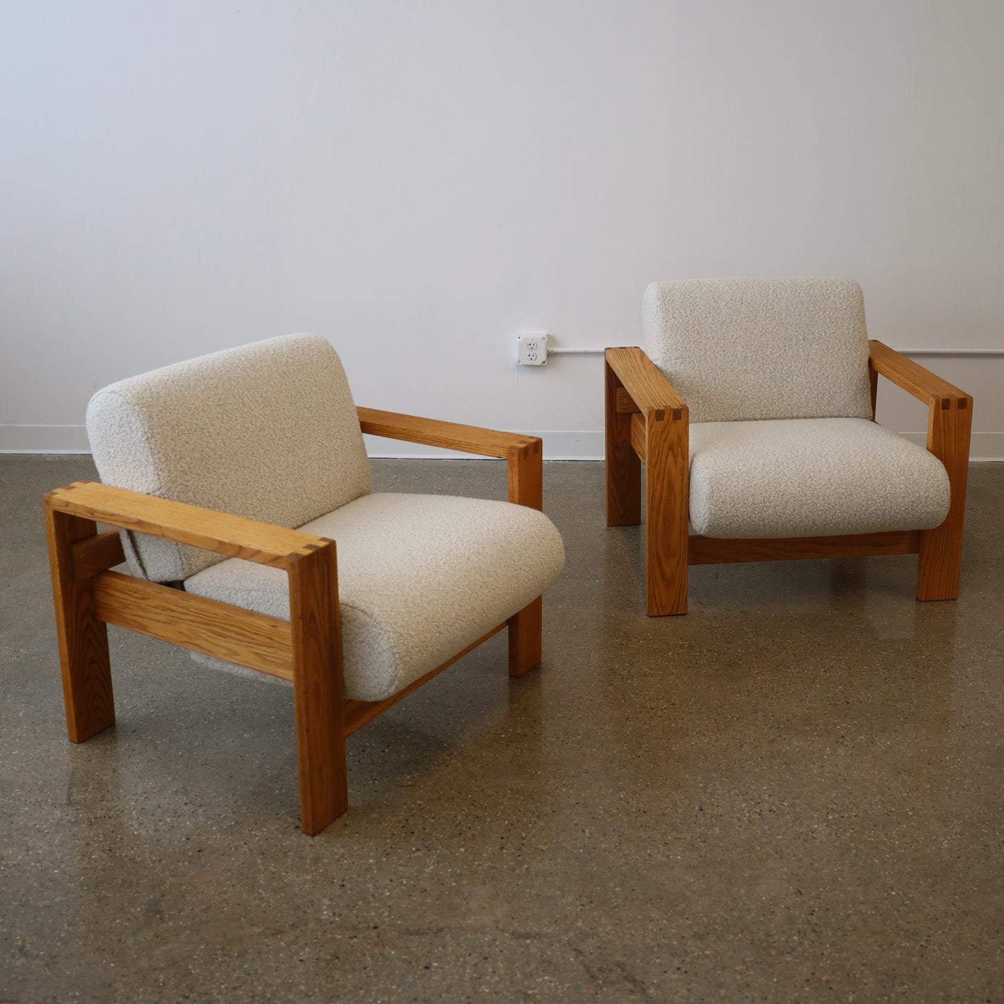 1970s Oak Lounge Chairs, a pair