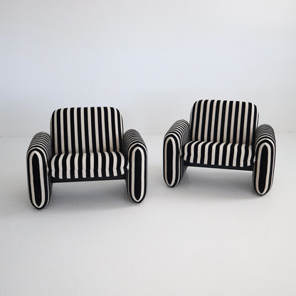 Herman Miller Chiclet Chairs in Velvet Stripes, a pair