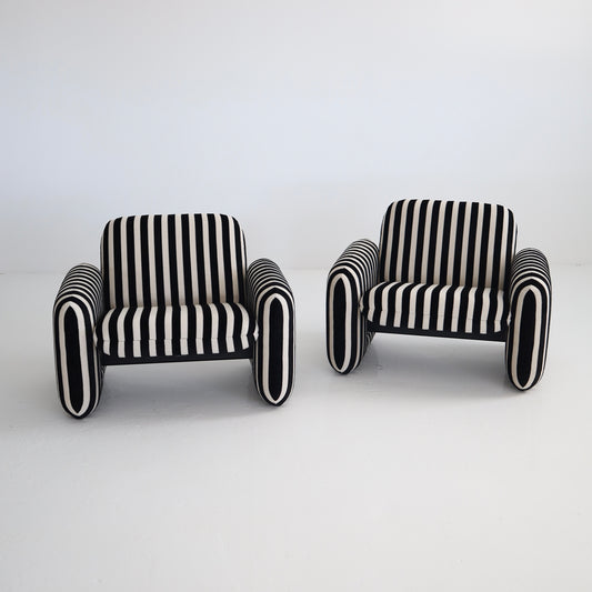 Herman Miller Chiclet Chairs in Velvet Stripes, a pair