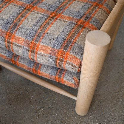 1980s White Oak Chairs in Pierre Frey Virgin Wool Plaid, a pair