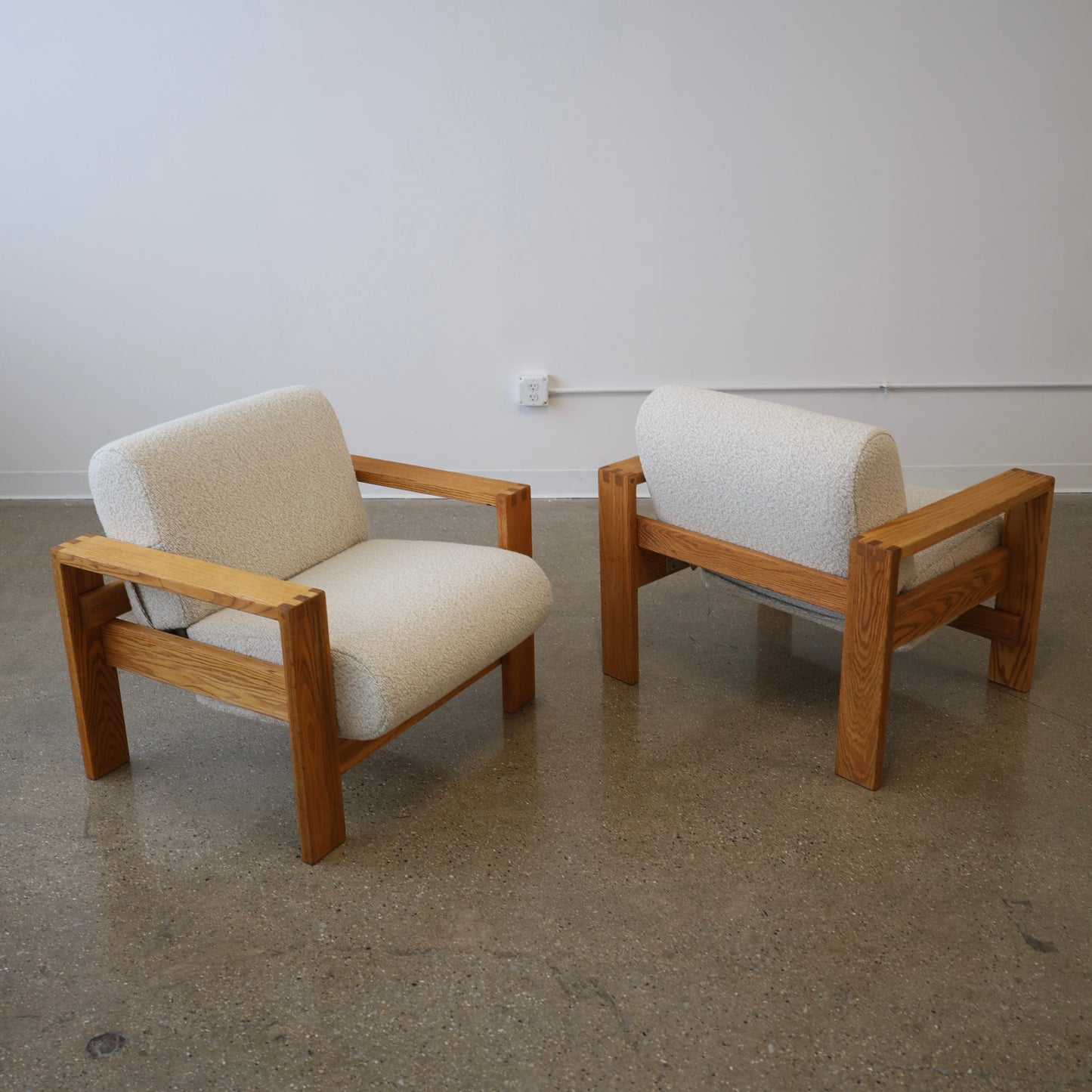 1970s Oak Lounge Chairs, a pair