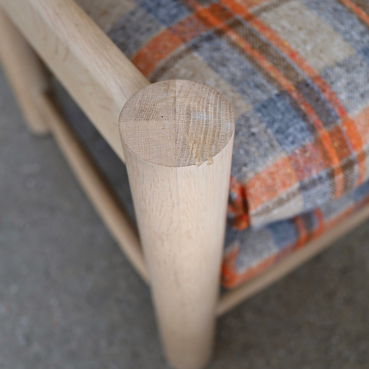 1980s White Oak Chairs in Pierre Frey Virgin Wool Plaid, a pair