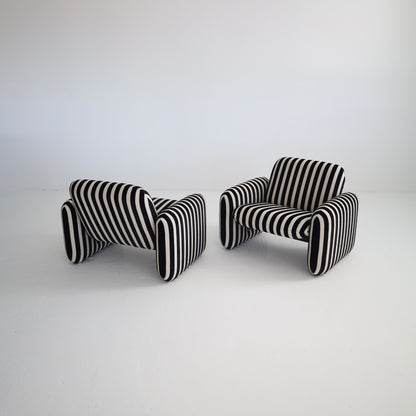 Herman Miller Chiclet Chairs in Velvet Stripes, a pair