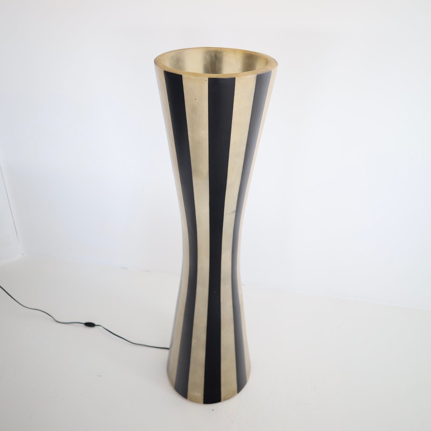 Vintage Striped Planter / Lamp #1