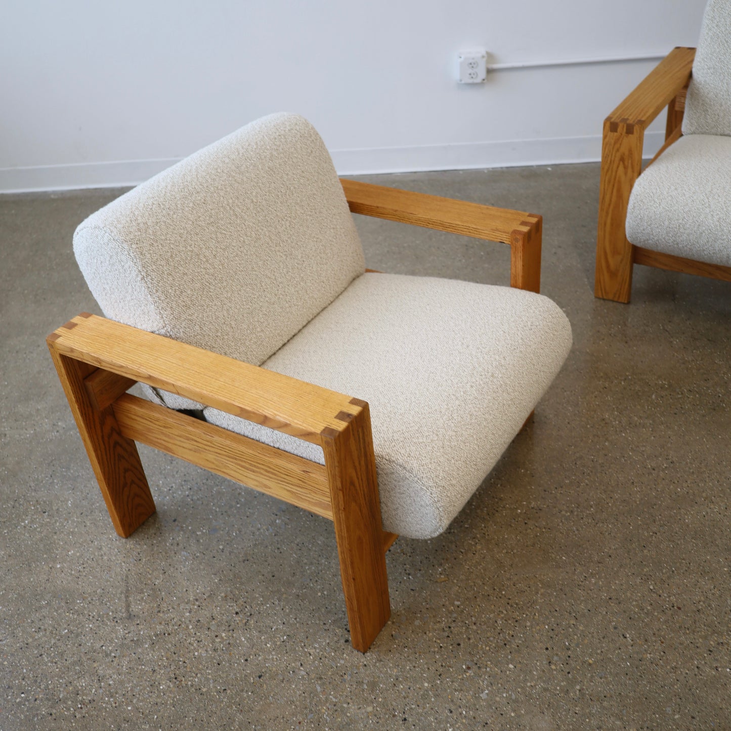 1970s Oak Lounge Chairs, a pair