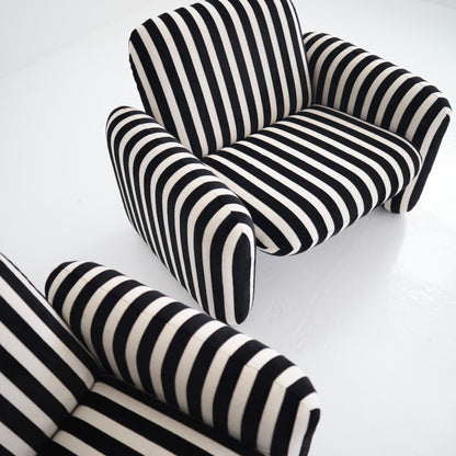 Herman Miller Chiclet Chairs in Velvet Stripes, a pair